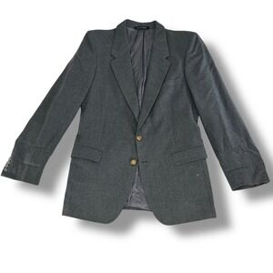 Vintage Yves Saint Laurent Wool Blazer Gray Gold Buttons Mens Sport Coat